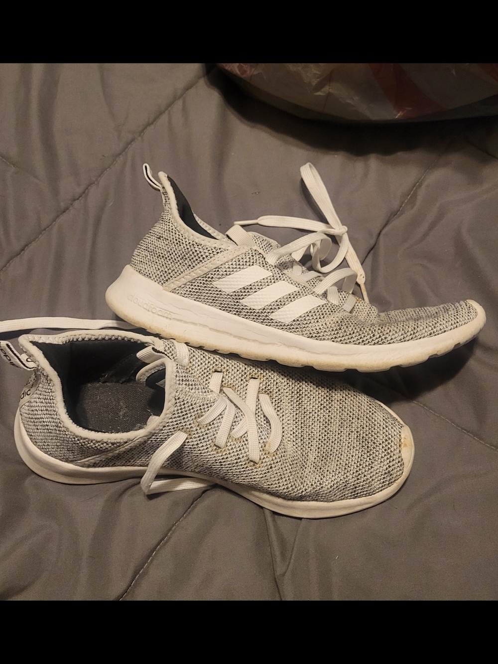 Adidas Gray Knit Running Sneakers - Women's